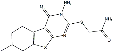 2-[(3-amino-7-methyl-4-oxo-3,4,5,6,7,8-hexahydro[1]benzothieno[2,3-d]pyrimidin-2-yl)sulfanyl]acetamide 구조식 이미지