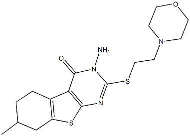 3-amino-7-methyl-2-{[2-(4-morpholinyl)ethyl]sulfanyl}-5,6,7,8-tetrahydro[1]benzothieno[2,3-d]pyrimidin-4(3H)-one 구조식 이미지