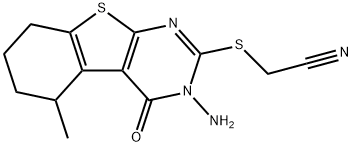 [(3-amino-5-methyl-4-oxo-3,4,5,6,7,8-hexahydro[1]benzothieno[2,3-d]pyrimidin-2-yl)sulfanyl]acetonitrile Structure