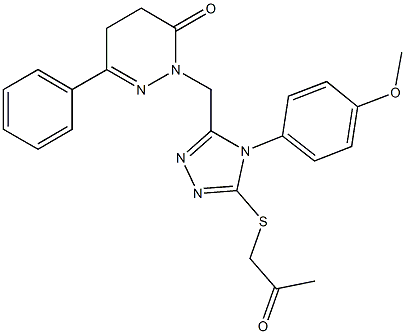 2-({4-(4-methoxyphenyl)-5-[(2-oxopropyl)sulfanyl]-4H-1,2,4-triazol-3-yl}methyl)-6-phenyl-4,5-dihydro-3(2H)-pyridazinone 구조식 이미지