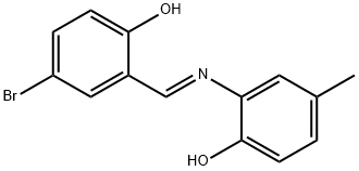4-bromo-2-{[(2-hydroxy-5-methylphenyl)imino]methyl}phenol 구조식 이미지