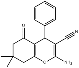 2-amino-7,7-dimethyl-5-oxo-4-phenyl-5,6,7,8-tetrahydro-4H-chromene-3-carbonitrile Structure