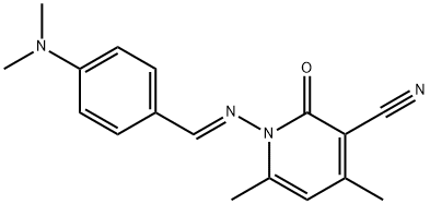 1-{[4-(dimethylamino)benzylidene]amino}-4,6-dimethyl-2-oxo-1,2-dihydro-3-pyridinecarbonitrile Structure