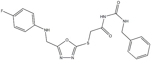 N-benzyl-N'-[({5-[(4-fluoroanilino)methyl]-1,3,4-oxadiazol-2-yl}sulfanyl)acetyl]urea 구조식 이미지