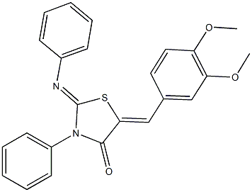 5-(3,4-dimethoxybenzylidene)-3-phenyl-2-(phenylimino)-1,3-thiazolidin-4-one Structure