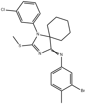 N-(3-bromo-4-methylphenyl)-N-[1-(3-chlorophenyl)-2-(methylsulfanyl)-1,3-diazaspiro[4.5]dec-2-en-4-ylidene]amine 구조식 이미지