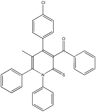 [4-(4-chlorophenyl)-5-methyl-1,6-diphenyl-2-thioxo-1,2-dihydro-3-pyridinyl](phenyl)methanone Structure