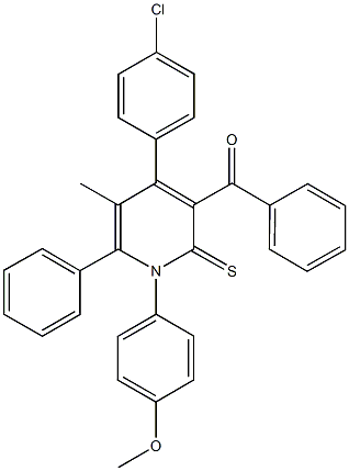 [4-(4-chlorophenyl)-1-(4-methoxyphenyl)-5-methyl-6-phenyl-2-thioxo-1,2-dihydro-3-pyridinyl](phenyl)methanone Structure