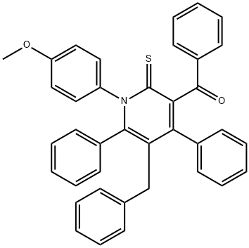 [5-benzyl-1-(4-methoxyphenyl)-4,6-diphenyl-2-thioxo-1,2-dihydro-3-pyridinyl](phenyl)methanone Structure