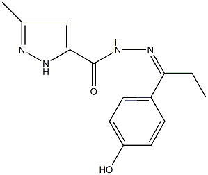 N'-[1-(4-hydroxyphenyl)propylidene]-3-methyl-1H-pyrazole-5-carbohydrazide 구조식 이미지