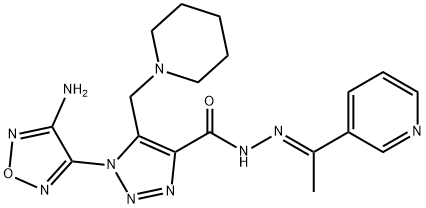 1-(4-amino-1,2,5-oxadiazol-3-yl)-5-(1-piperidinylmethyl)-N'-[1-(3-pyridinyl)ethylidene]-1H-1,2,3-triazole-4-carbohydrazide 구조식 이미지