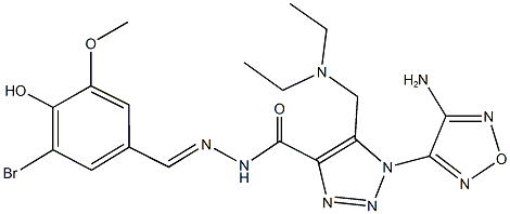 1-(4-amino-1,2,5-oxadiazol-3-yl)-N'-(3-bromo-4-hydroxy-5-methoxybenzylidene)-5-[(diethylamino)methyl]-1H-1,2,3-triazole-4-carbohydrazide 구조식 이미지
