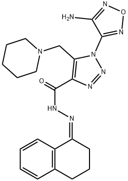 1-(4-amino-1,2,5-oxadiazol-3-yl)-N'-(3,4-dihydro-1(2H)-naphthalenylidene)-5-(1-piperidinylmethyl)-1H-1,2,3-triazole-4-carbohydrazide 구조식 이미지