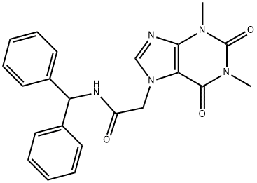N-benzhydryl-2-(1,3-dimethyl-2,6-dioxo-1,2,3,6-tetrahydro-7H-purin-7-yl)acetamide 구조식 이미지