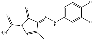 4-[(3,4-dichlorophenyl)hydrazono]-3-methyl-5-oxo-4,5-dihydro-1H-pyrazole-1-carbothioamide 구조식 이미지