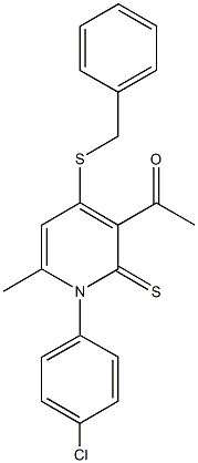 1-[4-(benzylsulfanyl)-1-(4-chlorophenyl)-6-methyl-2-thioxo-1,2-dihydro-3-pyridinyl]ethanone 구조식 이미지