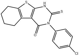 3-(4-chlorophenyl)-2-sulfanyl-5,6,7,8-tetrahydro[1]benzothieno[2,3-d]pyrimidin-4(3H)-one 구조식 이미지