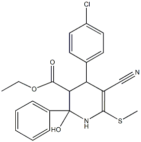 ethyl 4-(4-chlorophenyl)-5-cyano-2-hydroxy-6-(methylsulfanyl)-2-phenyl-1,2,3,4-tetrahydro-3-pyridinecarboxylate 구조식 이미지