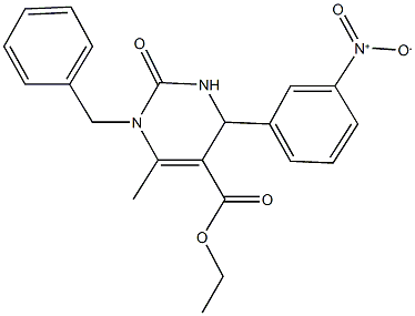 ethyl 4-{3-nitrophenyl}-6-methyl-2-oxo-1-(phenylmethyl)-1,2,3,4-tetrahydropyrimidine-5-carboxylate Structure