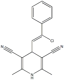 4-(2-chloro-2-phenylvinyl)-2,6-dimethyl-1,4-dihydro-3,5-pyridinedicarbonitrile Structure