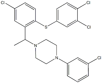 4-chloro-2-{1-[4-(3-chlorophenyl)-1-piperazinyl]ethyl}phenyl 3,4-dichlorophenyl sulfide Structure