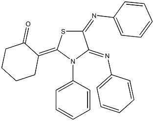 2-[3-phenyl-4,5-bis(phenylimino)-1,3-thiazolidin-2-ylidene]cyclohexanone 구조식 이미지