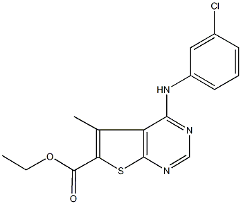 ethyl 4-(3-chloroanilino)-5-methylthieno[2,3-d]pyrimidine-6-carboxylate 구조식 이미지