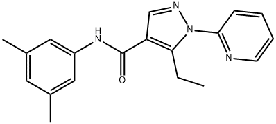 N-(3,5-dimethylphenyl)-5-ethyl-1-(2-pyridinyl)-1H-pyrazole-4-carboxamide 구조식 이미지