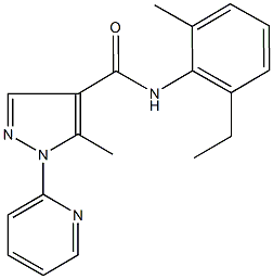 N-(2-ethyl-6-methylphenyl)-5-methyl-1-(2-pyridinyl)-1H-pyrazole-4-carboxamide 구조식 이미지