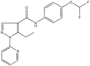 N-[4-(difluoromethoxy)phenyl]-5-ethyl-1-(2-pyridinyl)-1H-pyrazole-4-carboxamide 구조식 이미지