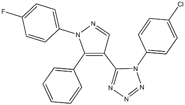 1-(4-chlorophenyl)-5-[1-(4-fluorophenyl)-5-phenyl-1H-pyrazol-4-yl]-1H-tetraazole 구조식 이미지