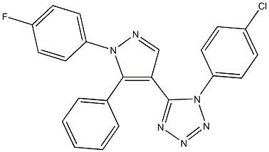 1-(4-chlorophenyl)-5-[1-(4-fluorophenyl)-5-phenyl-1H-pyrazol-4-yl]-1H-tetraazole Structure