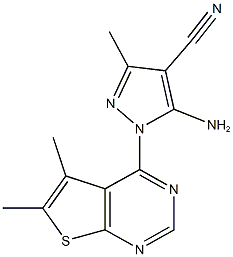 5-amino-1-(5,6-dimethylthieno[2,3-d]pyrimidin-4-yl)-3-methyl-1H-pyrazole-4-carbonitrile 구조식 이미지