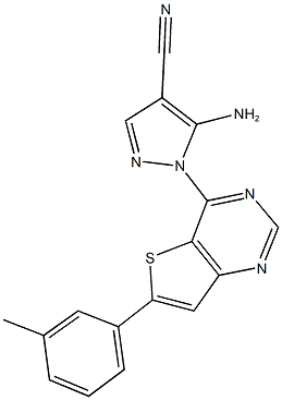 5-amino-1-[6-(3-methylphenyl)thieno[3,2-d]pyrimidin-4-yl]-1H-pyrazole-4-carbonitrile 구조식 이미지