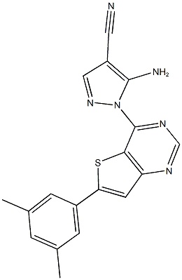 5-amino-1-[6-(3,5-dimethylphenyl)thieno[3,2-d]pyrimidin-4-yl]-1H-pyrazole-4-carbonitrile Structure