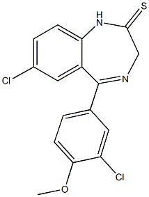 7-chloro-5-(3-chloro-4-methoxyphenyl)-1,3-dihydro-2H-1,4-benzodiazepine-2-thione 구조식 이미지