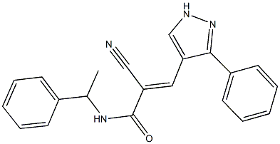 2-cyano-N-(1-phenylethyl)-3-(3-phenyl-1H-pyrazol-4-yl)acrylamide Structure