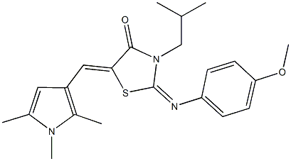 3-isobutyl-2-[(4-methoxyphenyl)imino]-5-[(1,2,5-trimethyl-1H-pyrrol-3-yl)methylene]-1,3-thiazolidin-4-one Structure