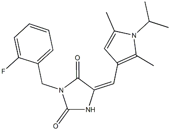 3-(2-fluorobenzyl)-5-[(1-isopropyl-2,5-dimethyl-1H-pyrrol-3-yl)methylene]-2,4-imidazolidinedione 구조식 이미지