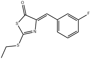 2-(ethylsulfanyl)-4-(3-fluorobenzylidene)-1,3-thiazol-5(4H)-one 구조식 이미지