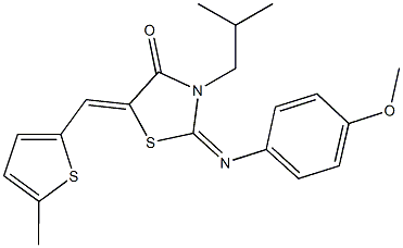 3-isobutyl-2-[(4-methoxyphenyl)imino]-5-[(5-methyl-2-thienyl)methylene]-1,3-thiazolidin-4-one Structure