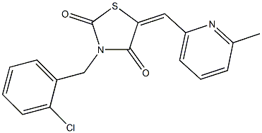 3-(2-chlorobenzyl)-5-[(6-methyl-2-pyridinyl)methylene]-1,3-thiazolidine-2,4-dione Structure