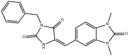 3-benzyl-5-[(1,3-dimethyl-2-oxo-2,3-dihydro-1H-benzimidazol-5-yl)methylene]-2,4-imidazolidinedione 구조식 이미지