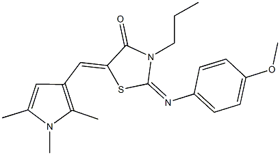 2-[(4-methoxyphenyl)imino]-3-propyl-5-[(1,2,5-trimethyl-1H-pyrrol-3-yl)methylene]-1,3-thiazolidin-4-one 구조식 이미지