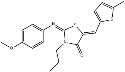 2-[(4-methoxyphenyl)imino]-5-[(5-methyl-2-thienyl)methylene]-3-propyl-1,3-thiazolidin-4-one Structure