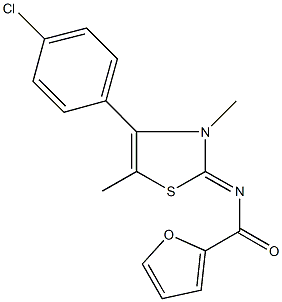 N-(4-(4-chlorophenyl)-3,5-dimethyl-1,3-thiazol-2(3H)-ylidene)-2-furamide 구조식 이미지