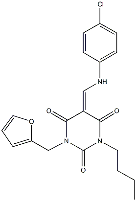 1-butyl-5-[(4-chloroanilino)methylene]-3-(2-furylmethyl)-2,4,6(1H,3H,5H)-pyrimidinetrione Structure