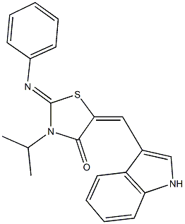 5-(1H-indol-3-ylmethylene)-3-isopropyl-2-(phenylimino)-1,3-thiazolidin-4-one 구조식 이미지