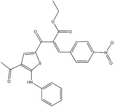 ethyl 2-[(4-acetyl-5-anilino-2-thienyl)carbonyl]-3-{4-nitrophenyl}acrylate Structure