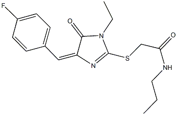 2-{[1-ethyl-4-(4-fluorobenzylidene)-5-oxo-4,5-dihydro-1H-imidazol-2-yl]sulfanyl}-N-propylacetamide 구조식 이미지